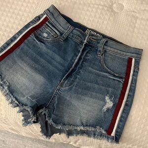 Rewash Blue Jean Shorts with Red Accent